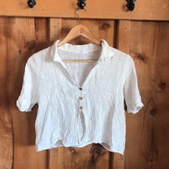 Anthropologie Potter's Pot Bohemian Tie Crop Top - Picture 3 of 7